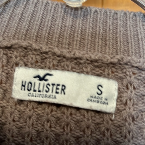 Hollister Easy Waffle Cropped Taupe Brown Knit Sweater Size Small - Picture 3 of 6